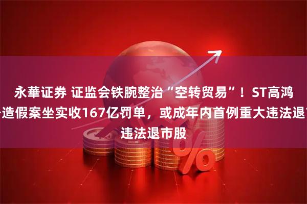 永華证券 证监会铁腕整治“空转贸易”!ST高鸿财务造假案坐实收167亿罚单,或成年内首例重大违法退市股
